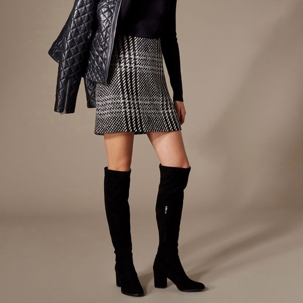 Karen Millen Monochrome Plaid Mini Skirt Black & White Plaid Size 8 wool blend - Picture 12 of 17